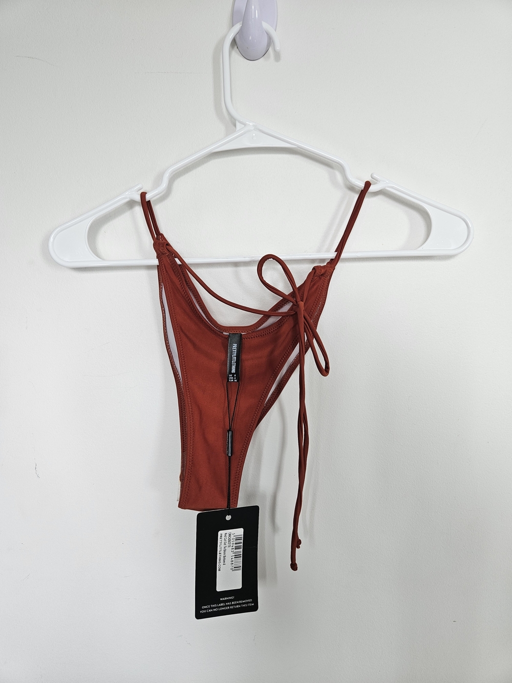 NWT PrettyLittleThing PLT Rust Cut Out Tie Bikini Bottom High Leg Small🔥